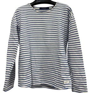 Scotch & Soda Blue and White Striped Sweatshirt